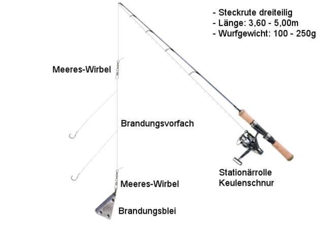 brandungsrute zum fang von plattfischen