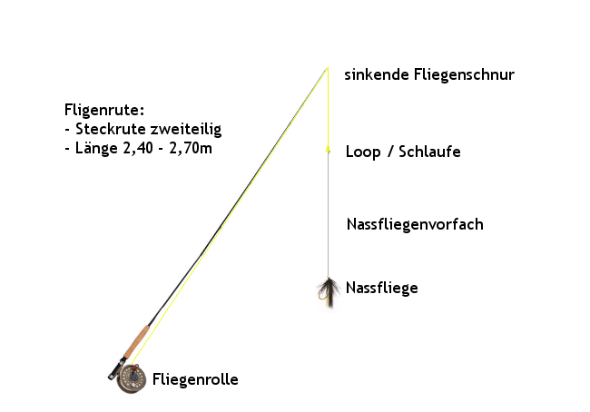 fliegerute zum fang von forellen naßfischen